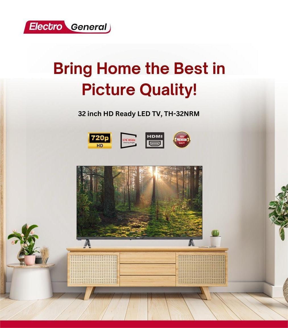 إلكترو جنرال شاشة تلفزيون عالية الدقة 32 بوصة جودة صورة مذهلة، اتصال متعدد الاستخدامات، وتصميم أنيق | ELECTRO GENERAL MODEL NO: TH-32NRM - Image 6